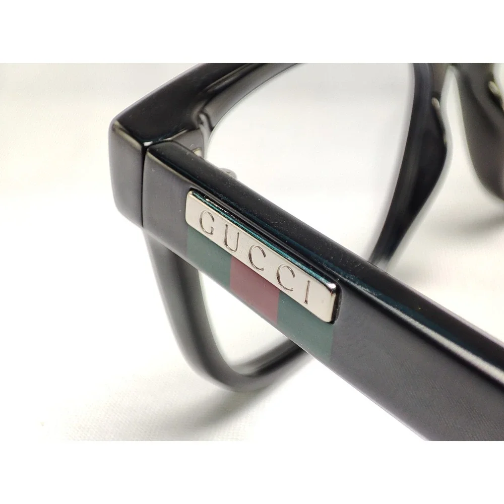 Gucci GG1117O 001 Black Acetate Rectangle Eyeglass Frames Italy 56-17-145